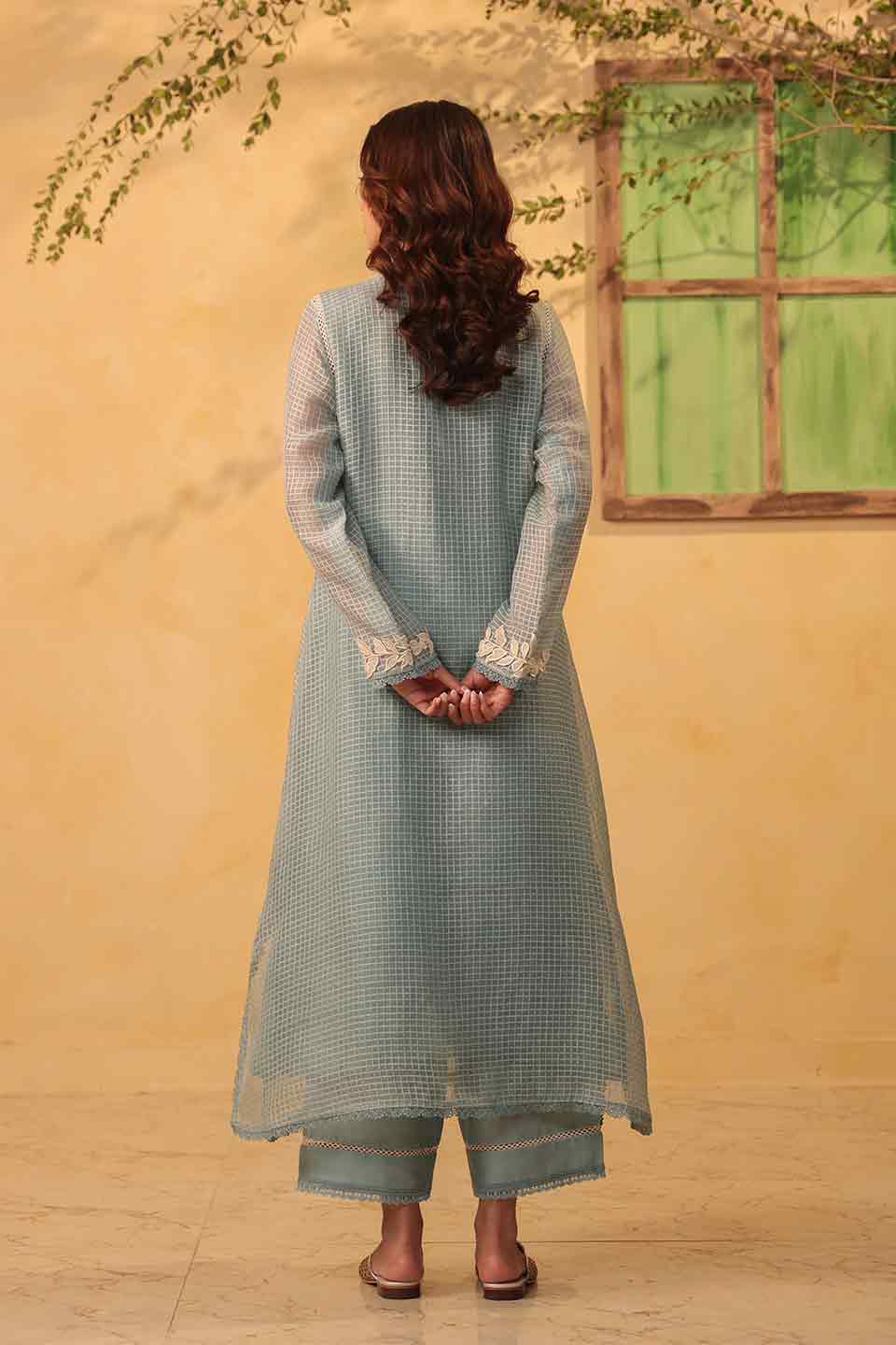 Vaayu Light Blue Collar Kurta Set