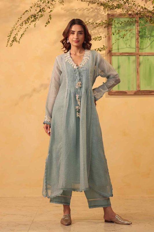 Vaayu Light Blue Collar Kurta Set