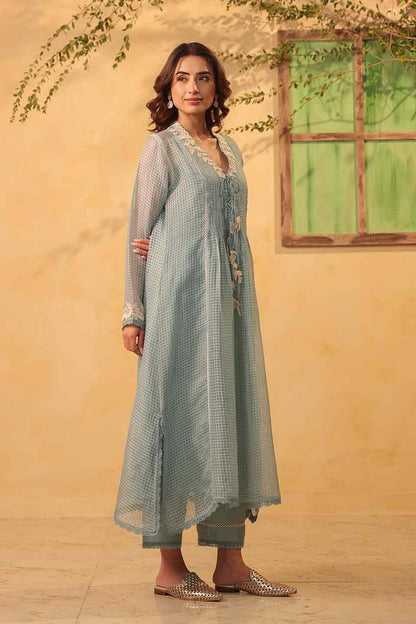 Vaayu Light Blue Collar Kurta Set