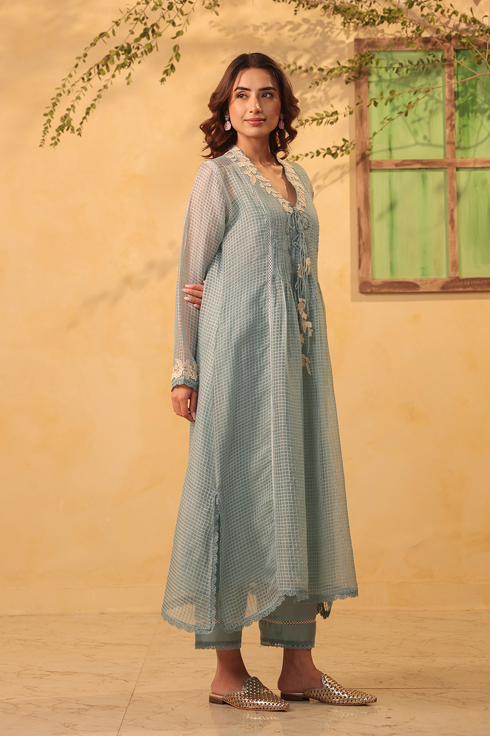 Vaayu Light Blue Tie-up Kurta Set