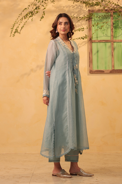 Vaayu Light Blue Tie-up Kurta Set