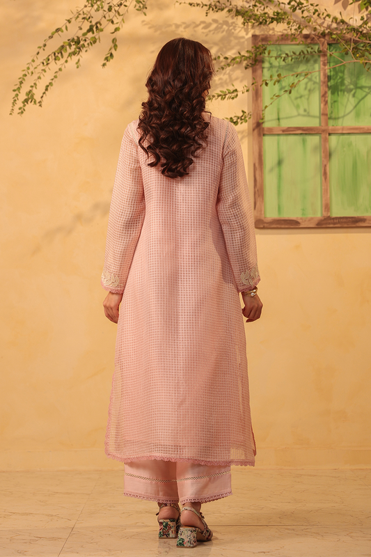 Vaayu Light Pink Tie-up Kurta Set