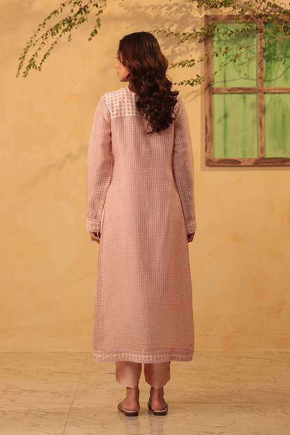 Vaayu Light Pink Straight Long Kurta Set