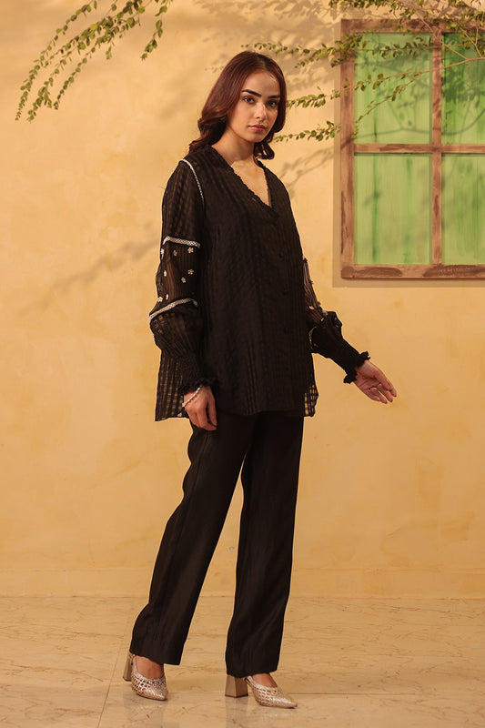 Vaayu Black V Neck Co ord Set