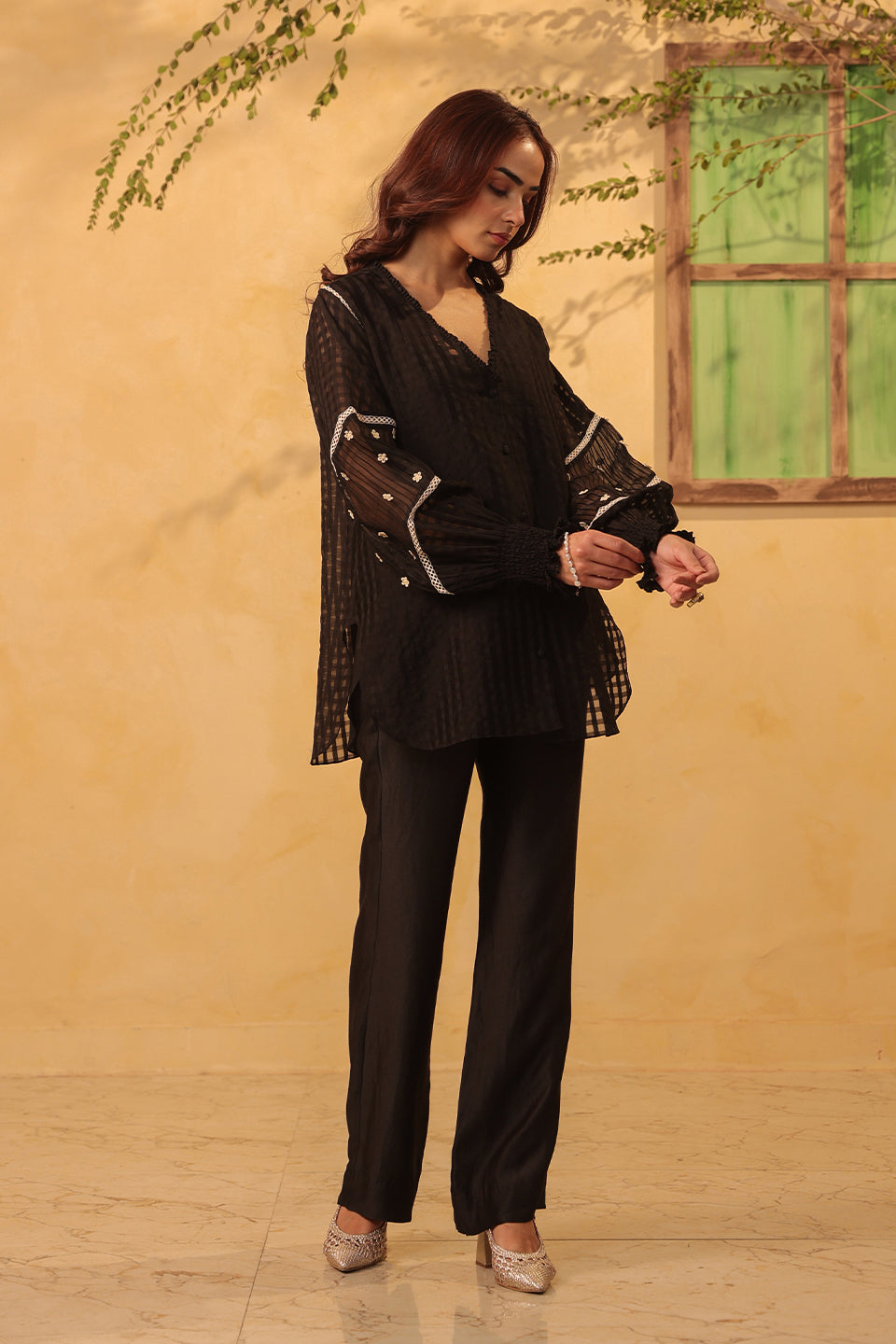 Vaayu Black V Neck Co ord Set