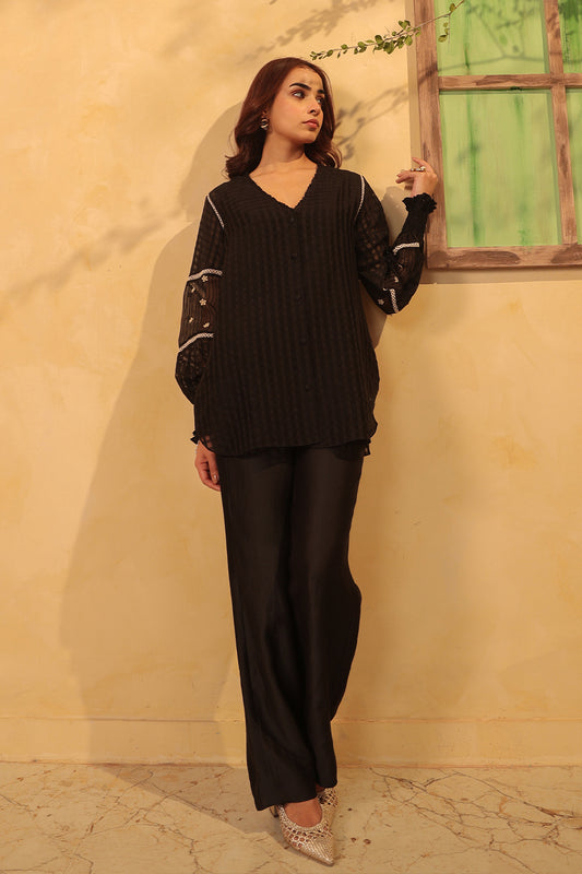 Vaayu Black V Neck Co ord Set