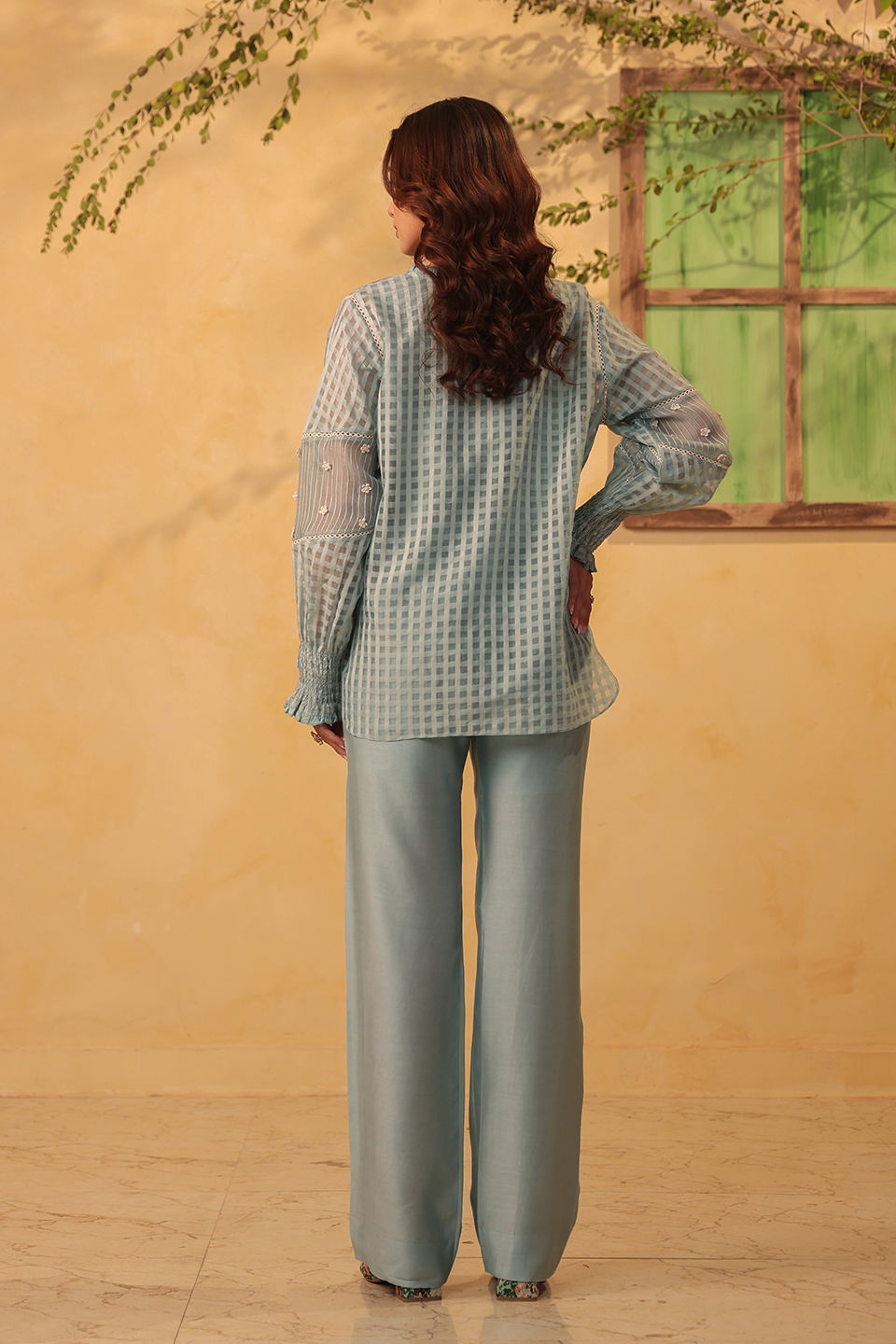 Vaayu Light Blue V Neck Co ord Set
