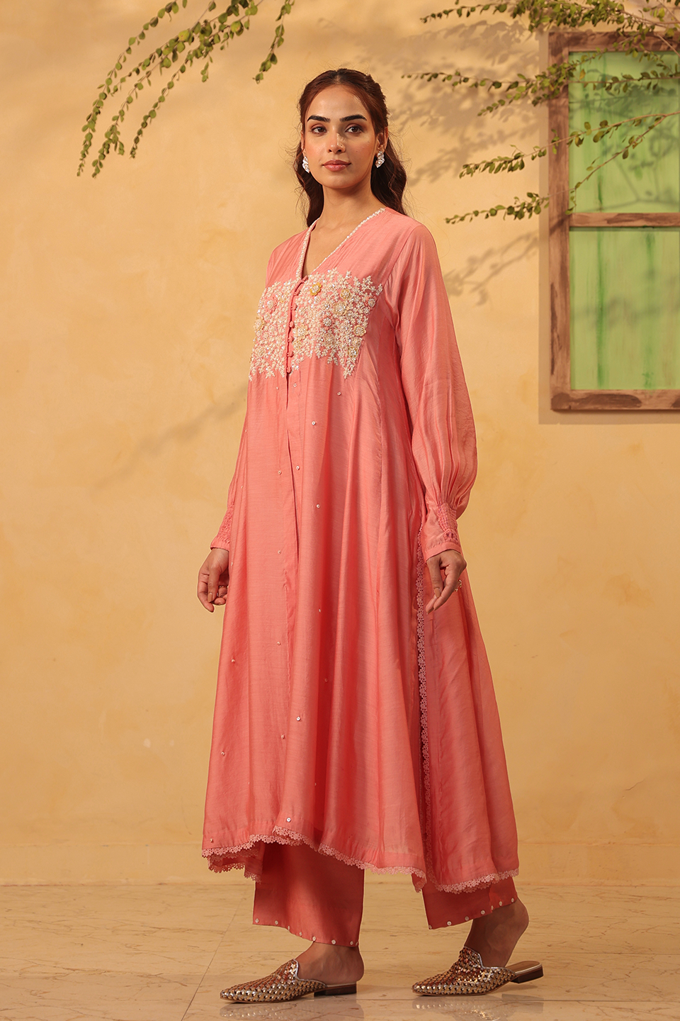 Vaayu Pink Jacket Style Kurta Set