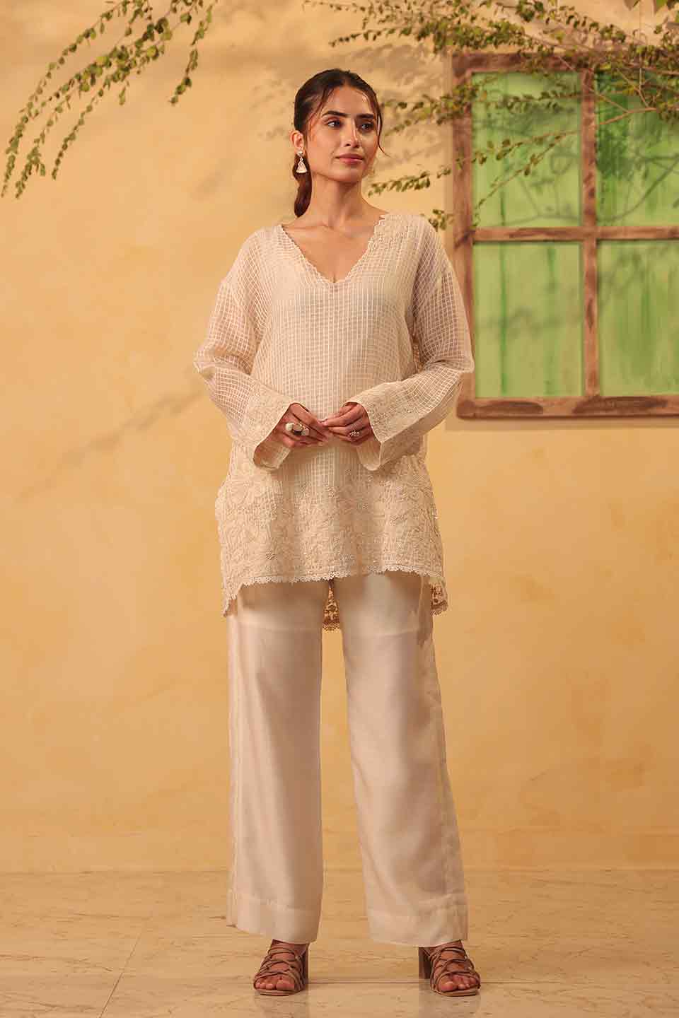 Vaayu Ivory Heavy Applique Co-Ord Set