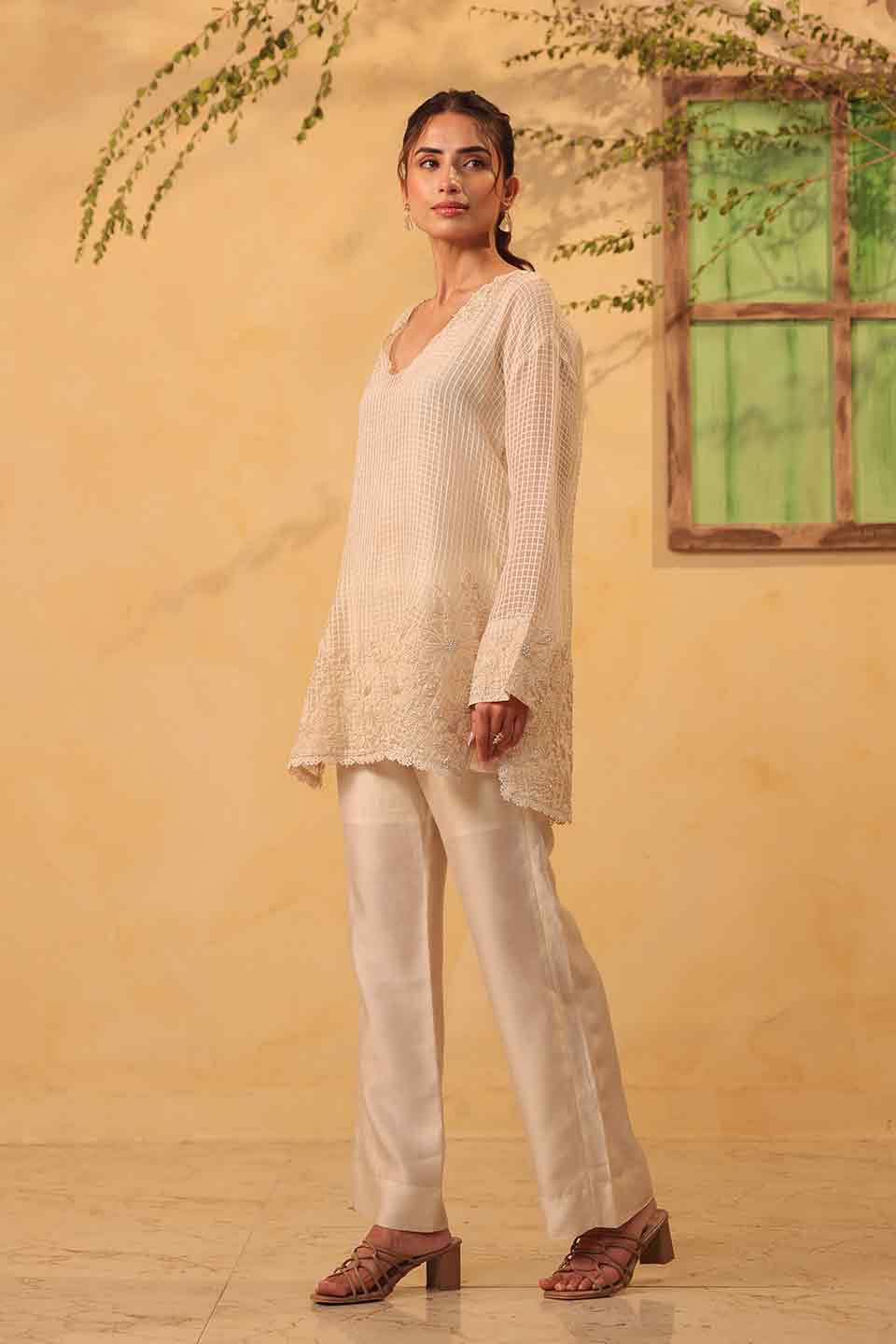 Vaayu Ivory Heavy Applique Co-Ord Set