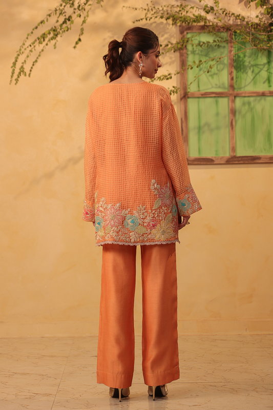 Vaayu Orange Heavy Applique Co-Ord Set