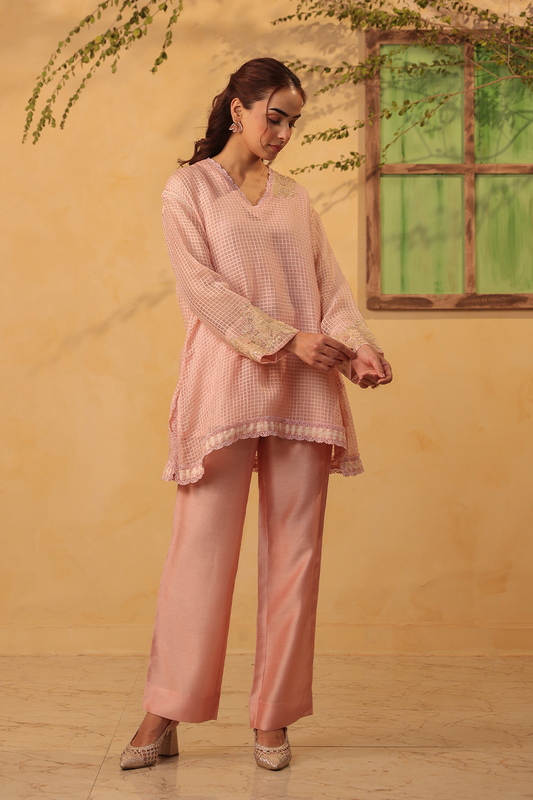 Vaayu Light Pink Applique Co-ord Set Set