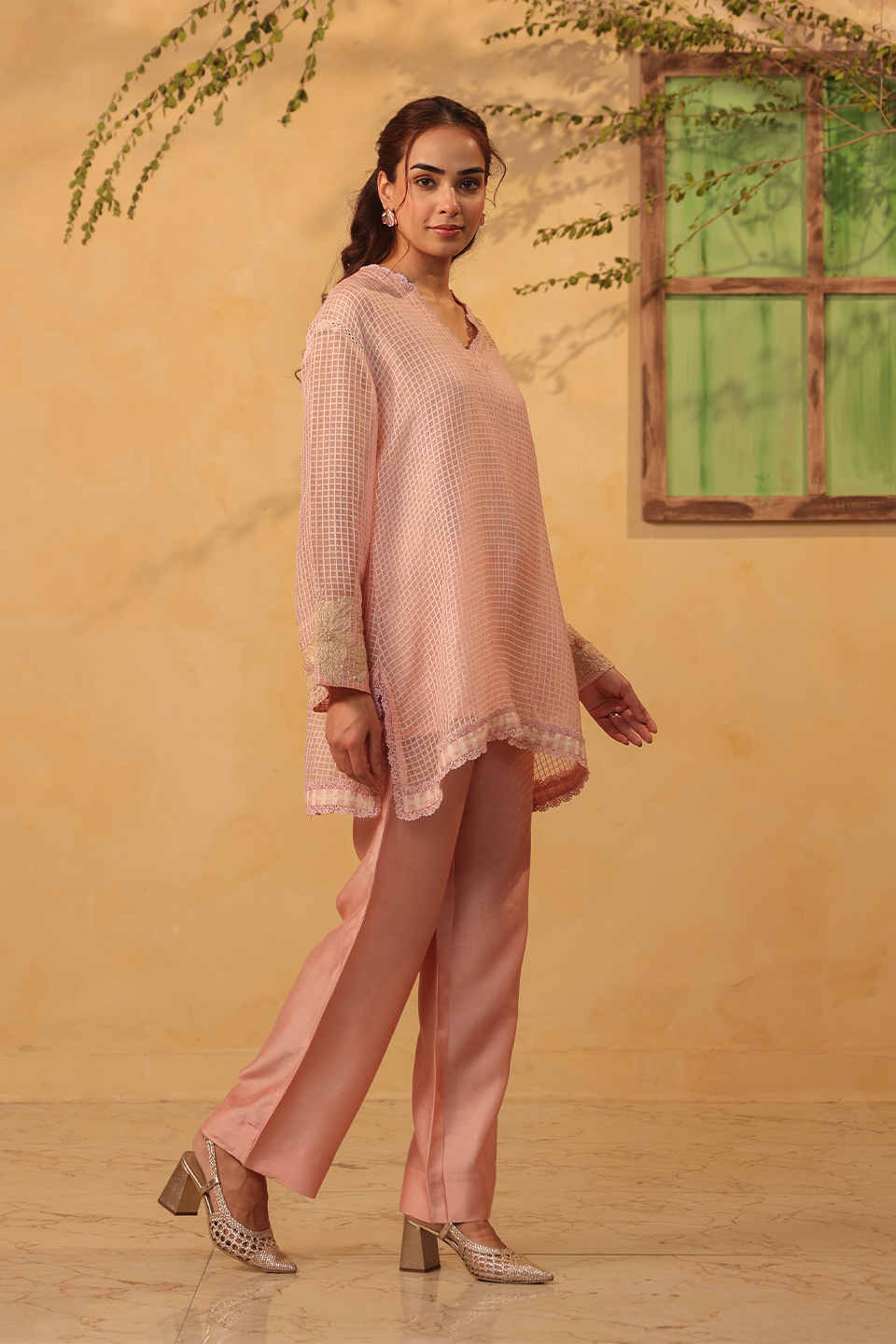 Vaayu Light Pink Applique Co-ord Set Set