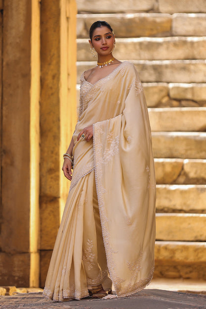 Vaayu Beige Bail Buti Saree Set