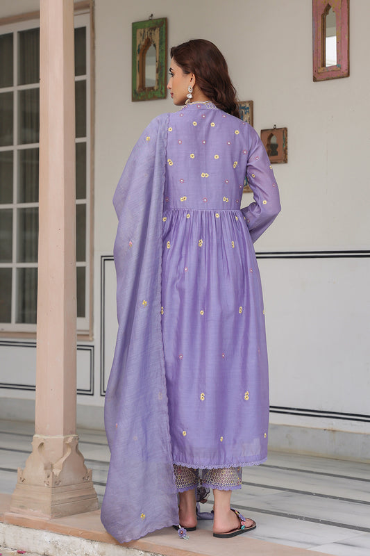 Gulzar Lilac Frockstyle Kurta Set