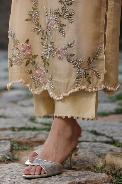 Vaayu Beige Multicolor Jaal Kurta Set