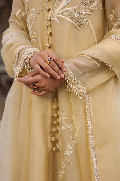 Vaayu Beige Heavy Jacket Kurta Set