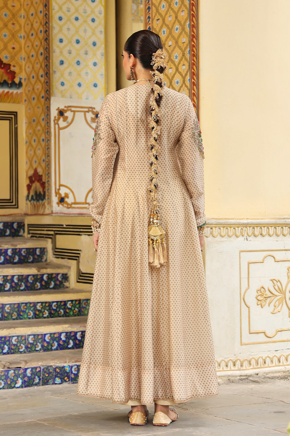 Ahista Ivory Printed Heavy Angrakha