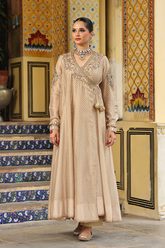 Ahista Ivory Printed Heavy Angrakha