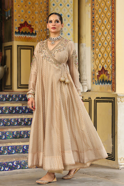 Ahista Ivory Printed Heavy Angrakha