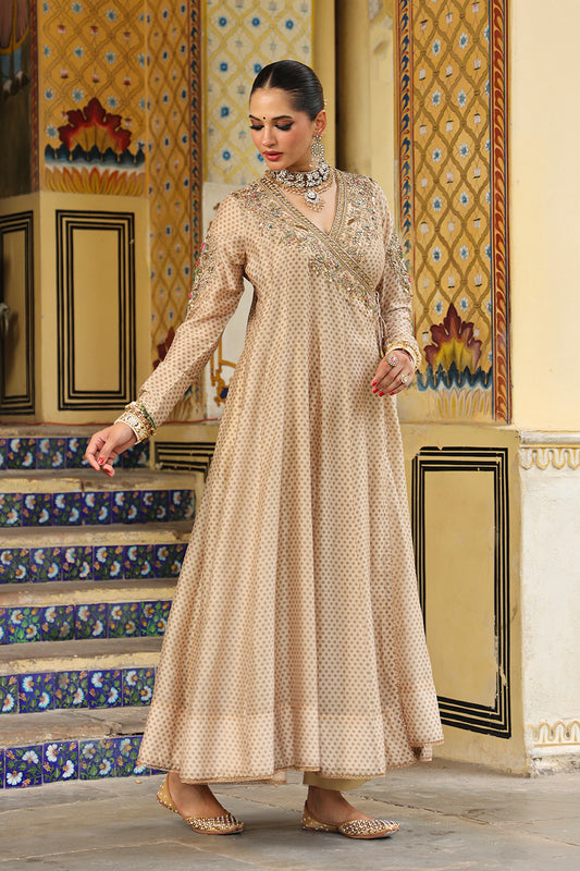 Ahista Ivory Printed Heavy Angrakha