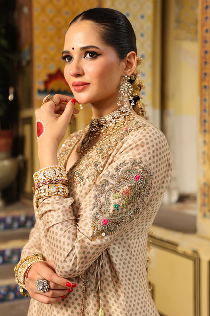 Ahista Ivory Printed Heavy Angrakha