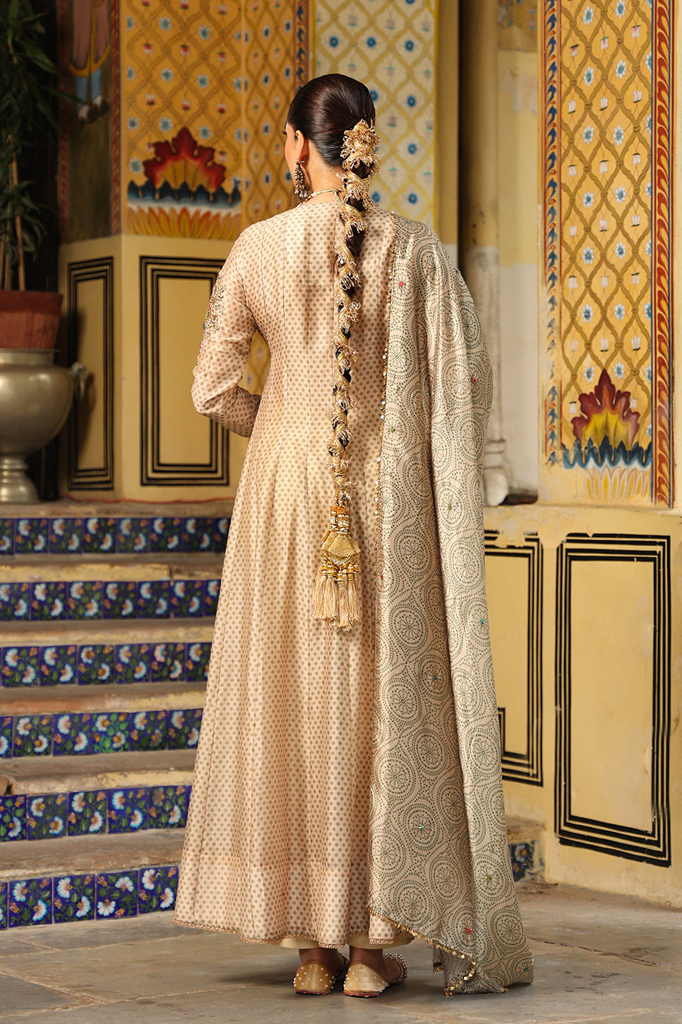 Ahista Ivory Printed Heavy Angrakha