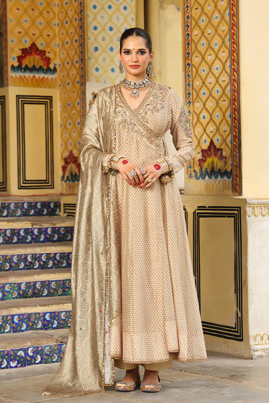 Ahista Ivory Printed Heavy Angrakha