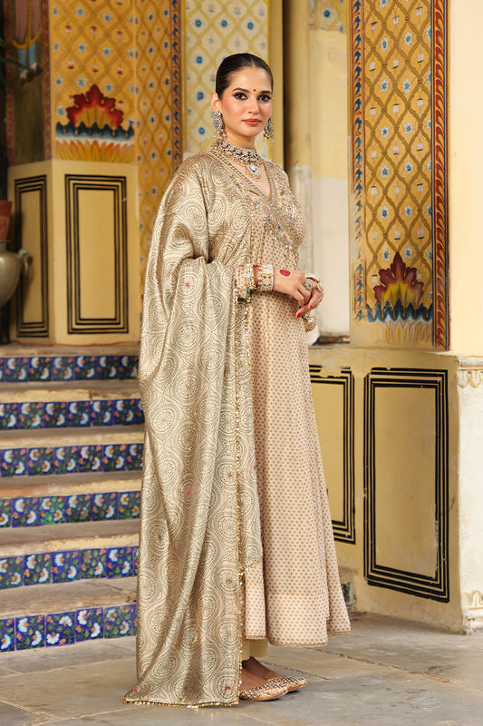 Ahista Ivory Printed Heavy Angrakha