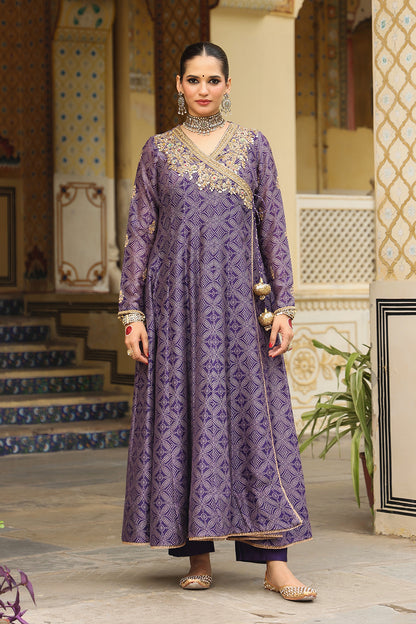 Ahista Purple Printed Angrakha