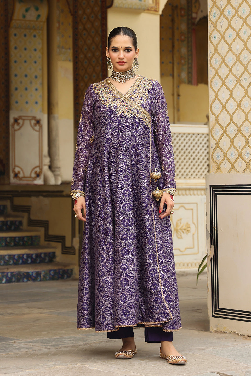 Ahista Purple Printed Angrakha
