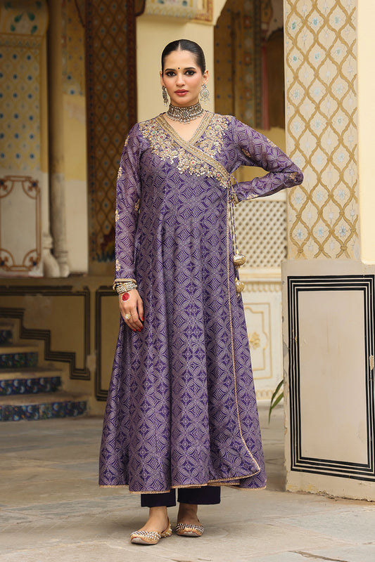 Ahista Purple Printed Angrakha