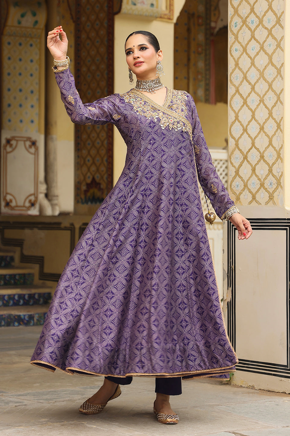 Ahista Purple Printed Angrakha