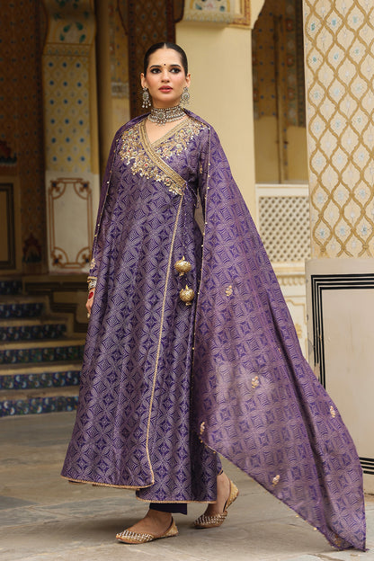 Ahista Purple Printed Angrakha