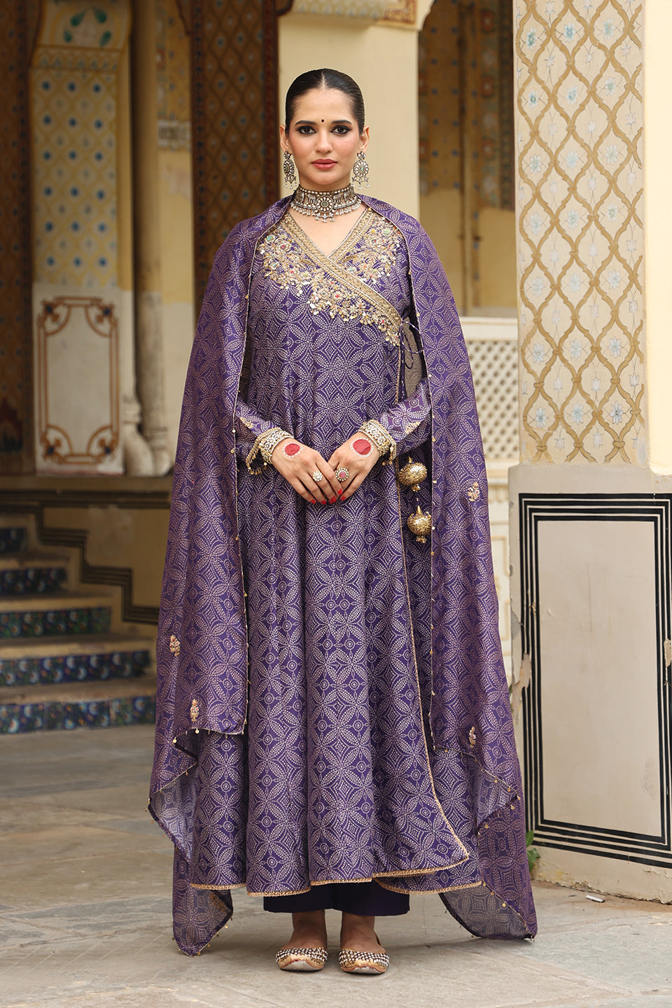 Ahista Purple Printed Angrakha