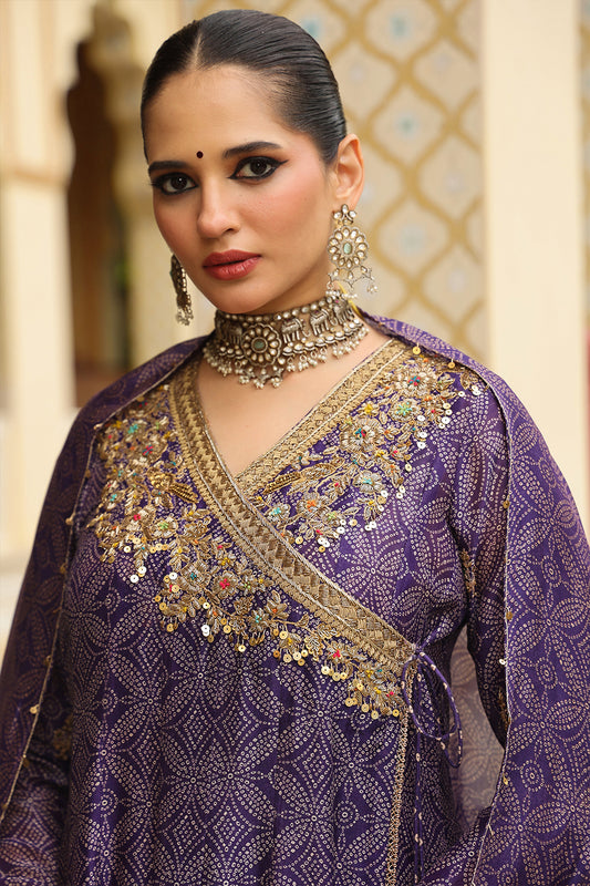 Ahista Purple Printed Angrakha