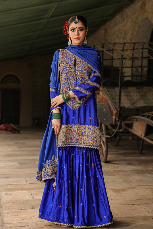 Bird Embroidered Sharara Heavy