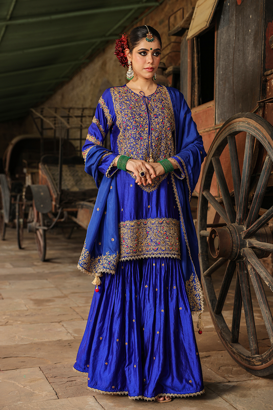 Bird Embroidered Sharara Heavy