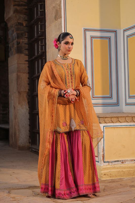 Cheent Dual Print Sharara Heavy Hem