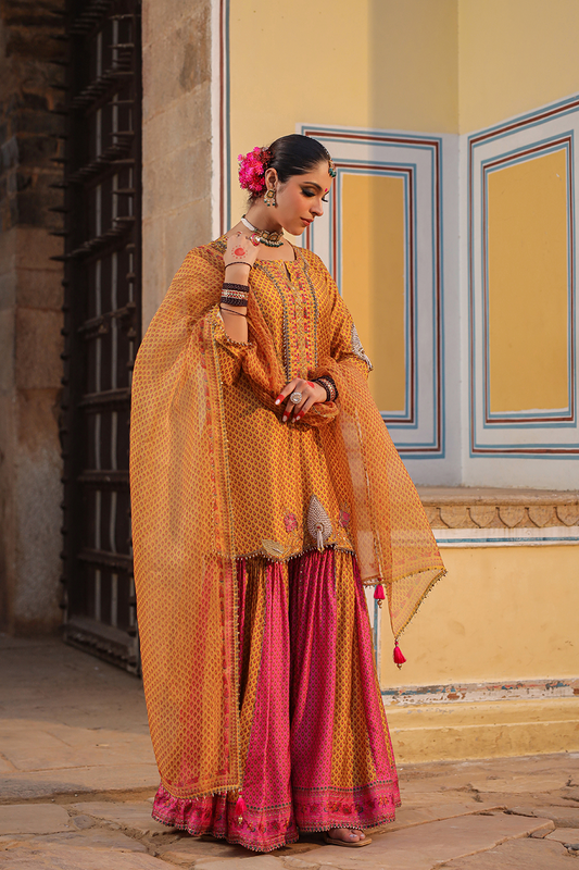 Cheent Dual Print Sharara Heavy Hem