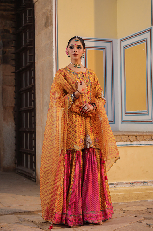 Cheent Dual Print Sharara Heavy Hem