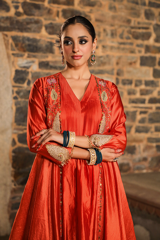 Cheent Embroidery Solid Jacket Kurta Set