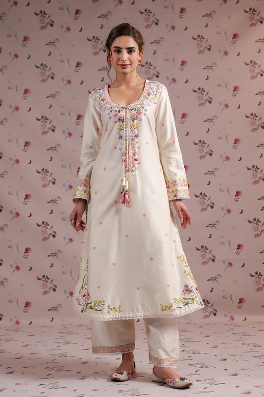Noor Ivory Straight Long Kurta