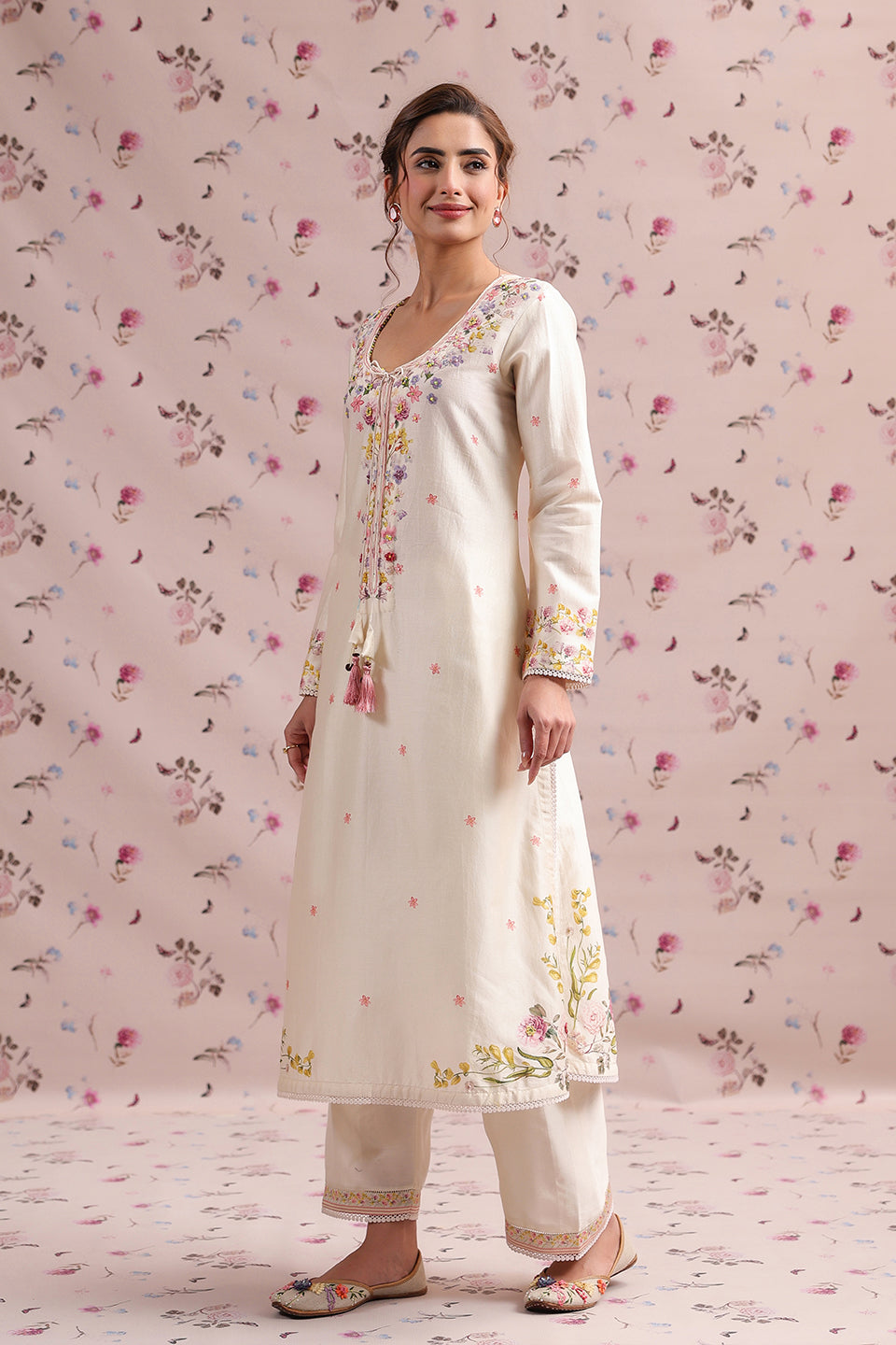 Noor Ivory Straight Long Kurta