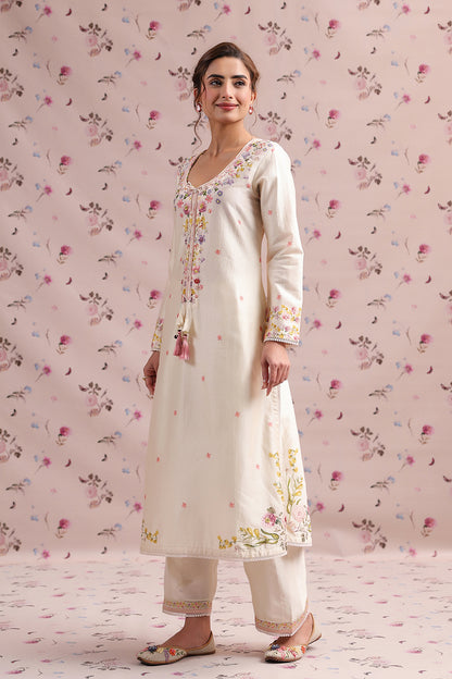 Noor Ivory Straight Long Kurta