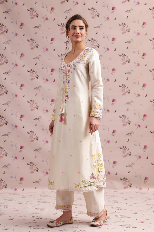Noor Ivory Straight Long Kurta