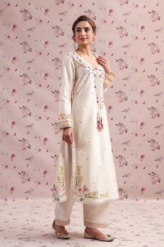 Noor Ivory Straight Long Kurta