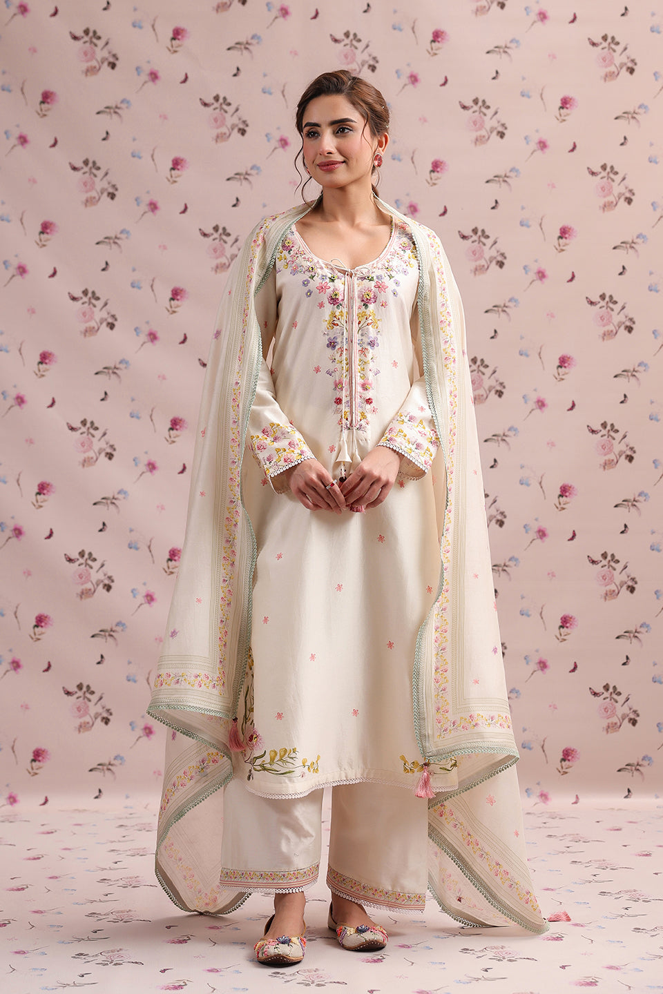 Noor Ivory Straight Long Kurta