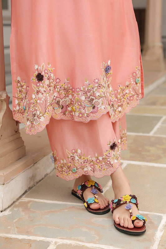 Gulzar Peach Scallop Kurta Set