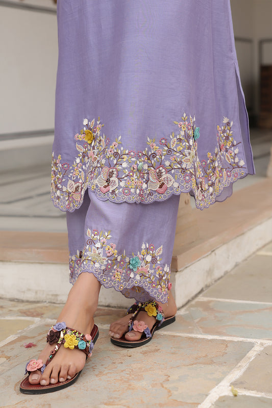 Gulzar Lilac Scallop Kurta Set